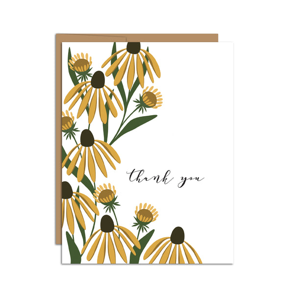 "Thank You" Golden Coneflower Greeting Card