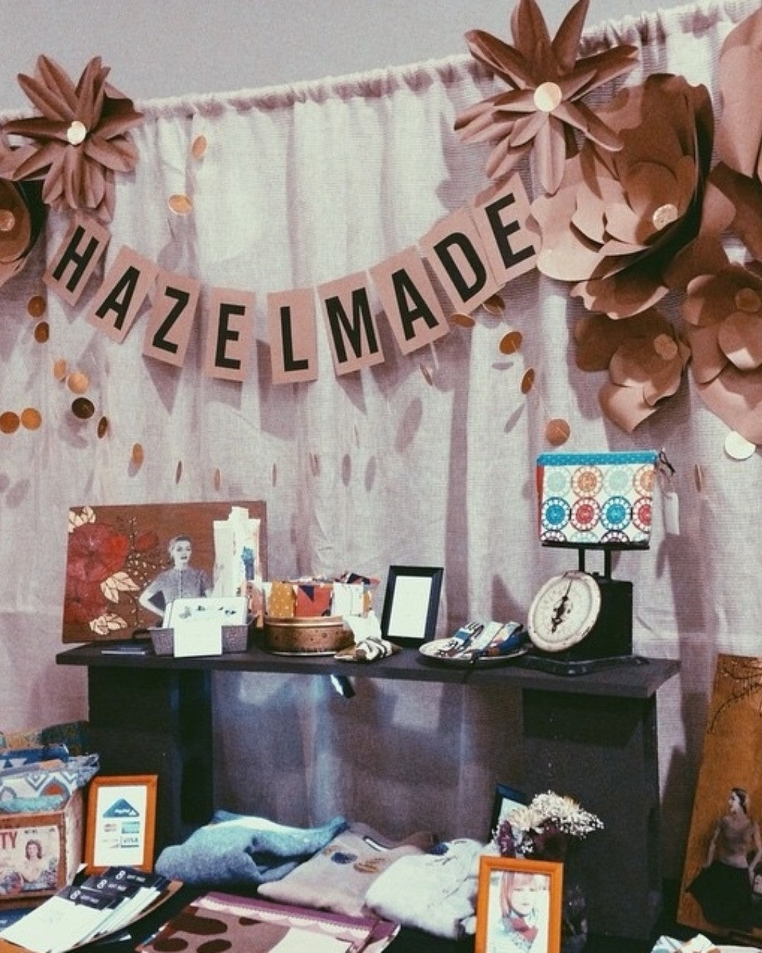 An old Hazelmade pop-up display at a trade show market
