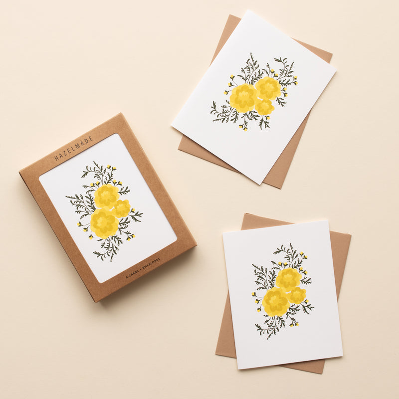 BOX SET OF 8 - Marigolds Greeting Cards