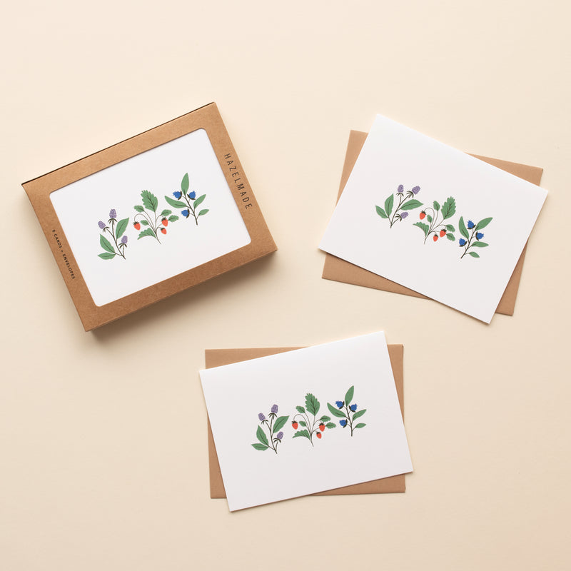 BOX SET OF 8 - Summer Berries Greeting Cards