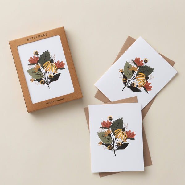 BOX SET OF 8 - Fall Florals Greeting Cards