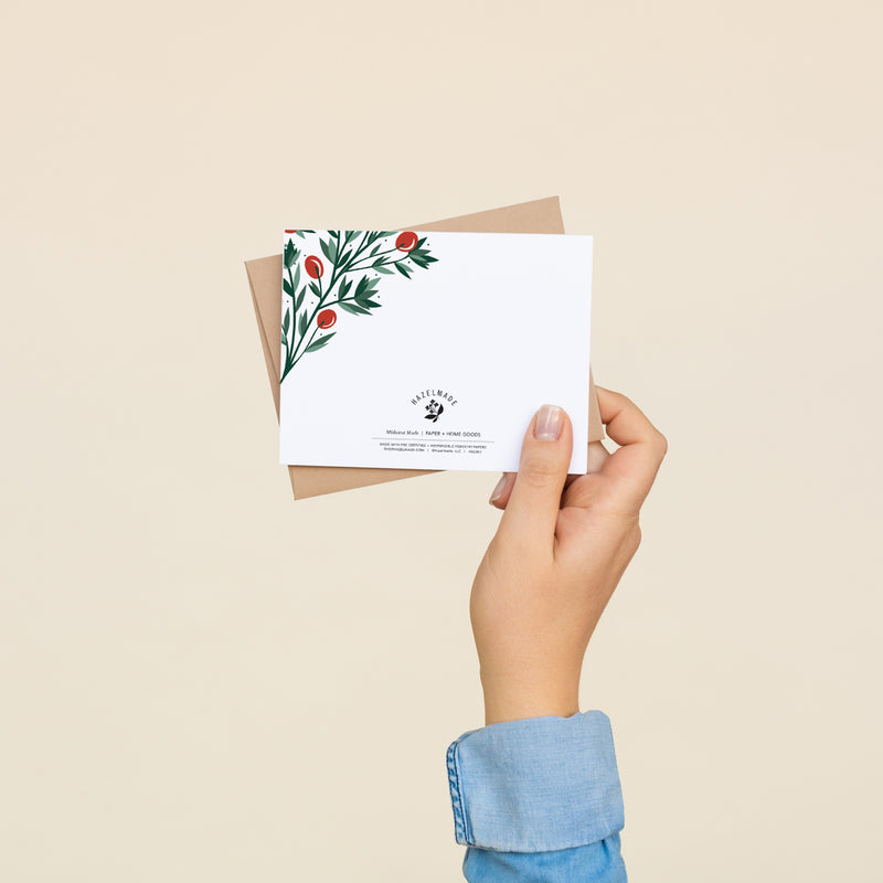 "Joyeux Noel" Holly Greeting Card