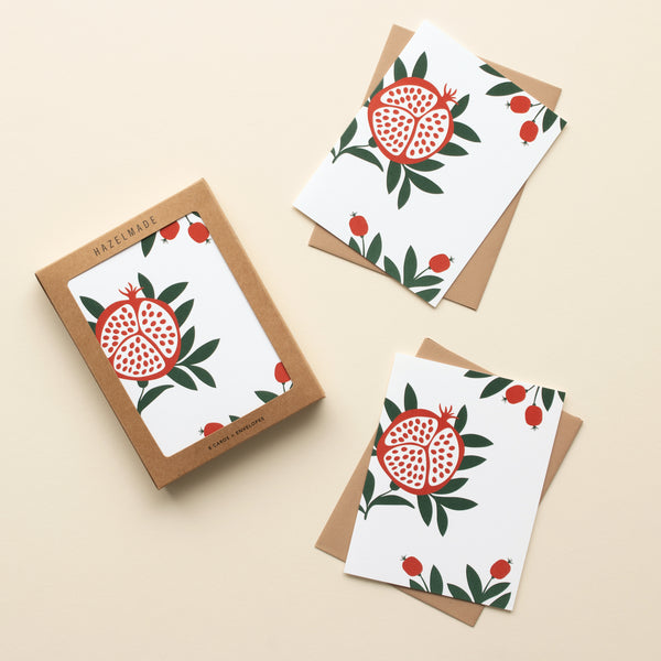 BOX SET OF 8 - Pomegranates Greeting Cards