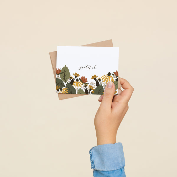 BOX SET OF 8 - "Grateful" Fall Florals Greeting Cards