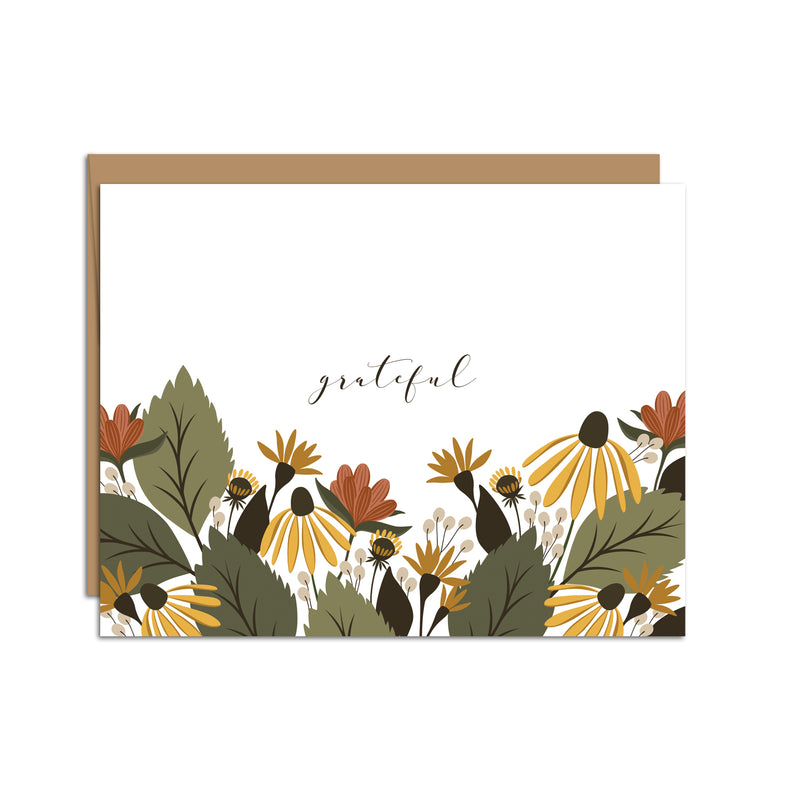 "Grateful" Fall Florals Greeting Card