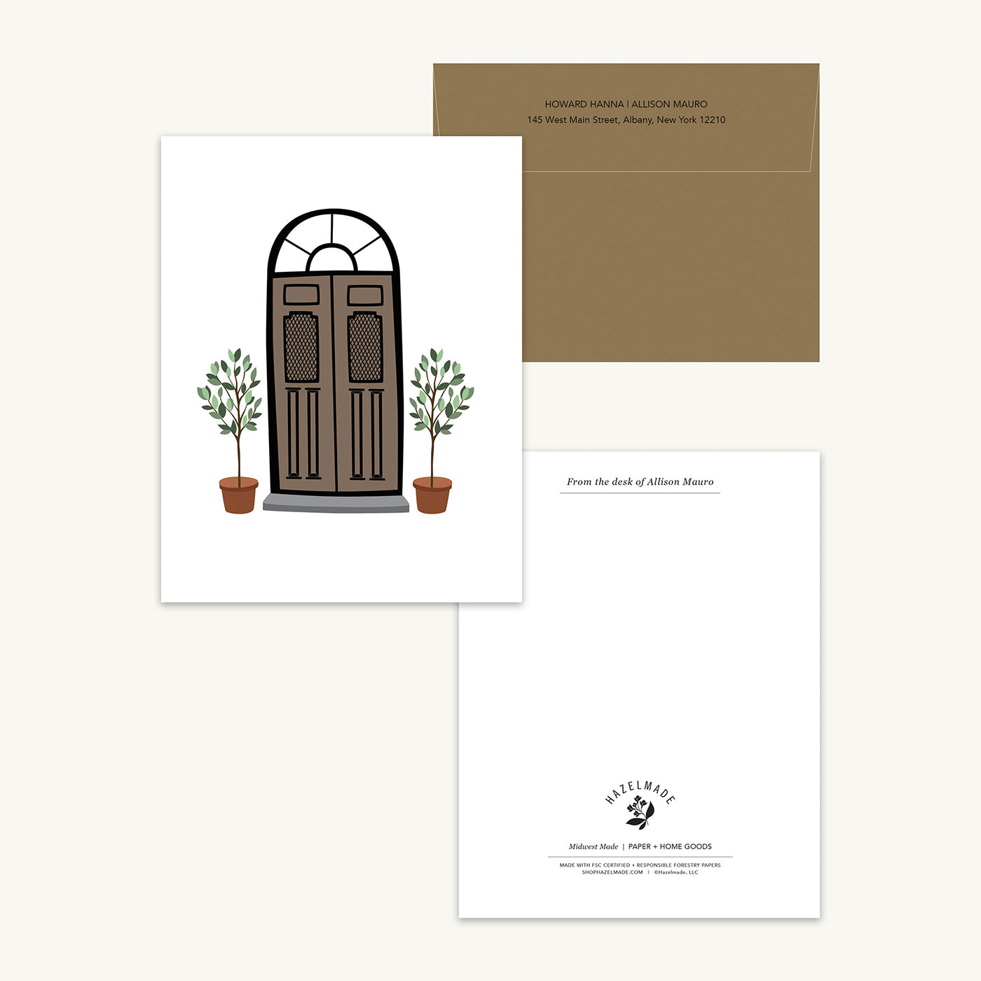 Custom greeting card and stationery set created by Hazelmade for Allison Mauro of Howard Hanna