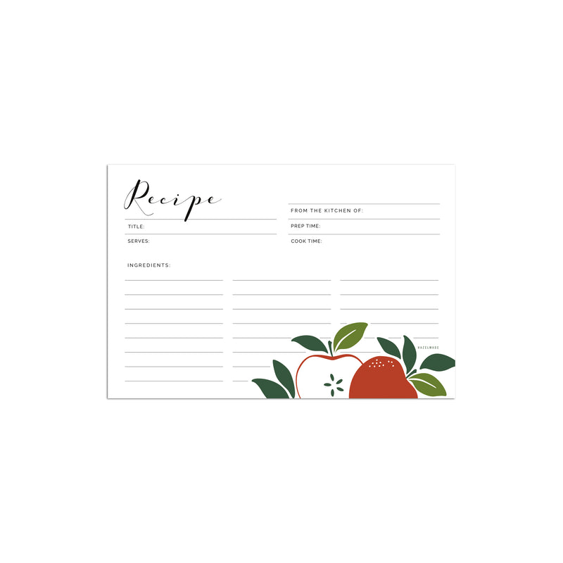 Recipe Cards : Apples (Set of 15)