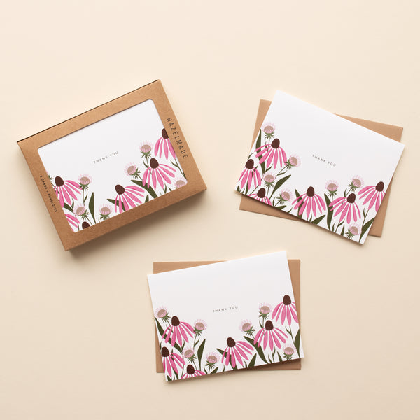 BOX SET OF 8 - "Thank You" Echinacea Greeting Cards