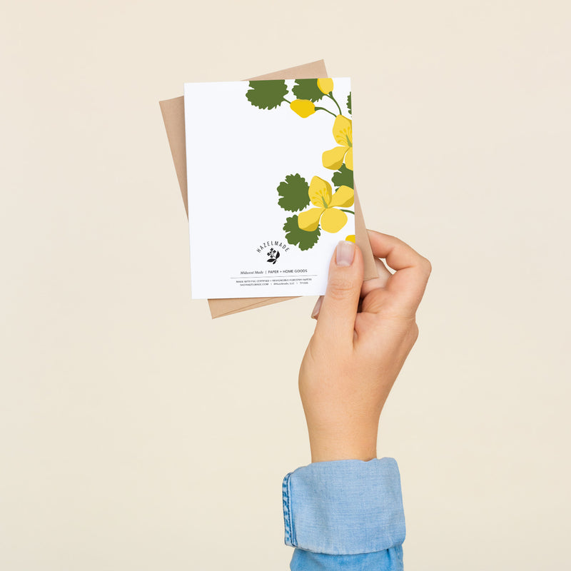 BOX SET OF 8 - "Thank You" Yellow Celandine Greeting Cards