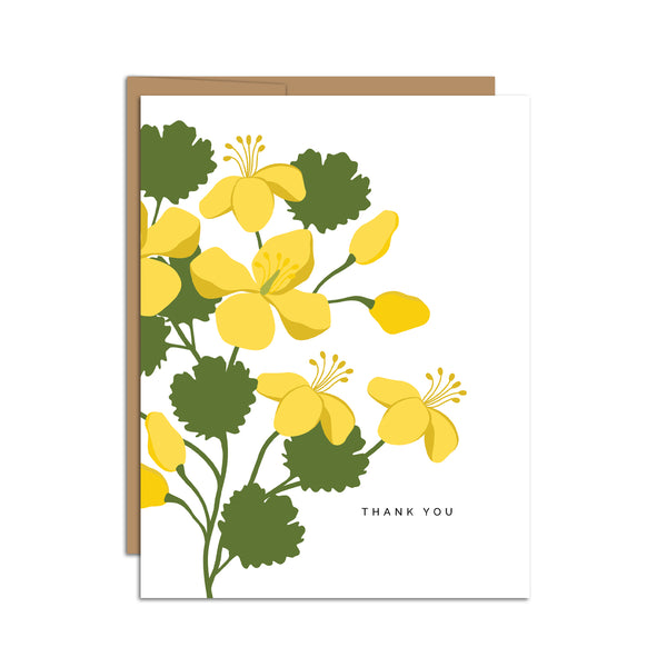 "Thank You" Yellow Celandine Greeting Card
