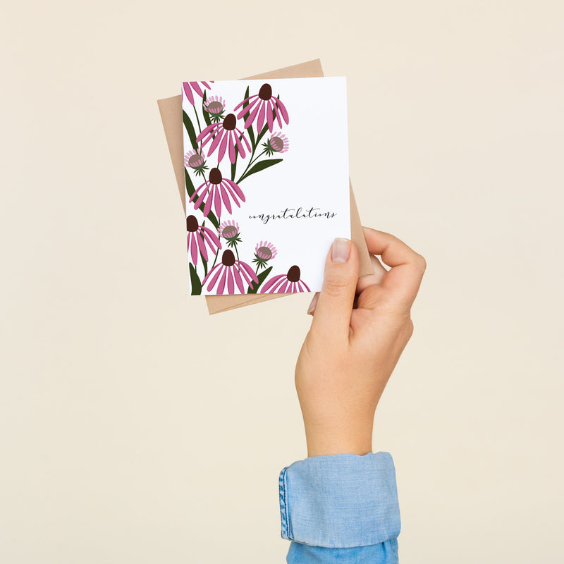 "Congrats" Echinacea Greeting Card