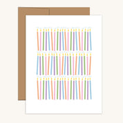 Birthday Candles Greeting Card with kraft envelope featuring a hand-illustrated birthday candle design