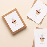 Happy Birthday Cupcake Greeting Cards - Boxed Set of 8
