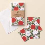 Harvest Apples Mini Note Cards set with white envelope and wrap band shown on a neutral background
