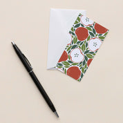Harvest Apples Mini Note Card with white envelope beside a black pen on a neutral background