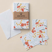 Paris Fields Mini Note Cards set with white envelope and wrap band shown on a neutral background