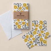 Marigold Mini Note Cards set with white envelope and wrap band shown on a neutral background