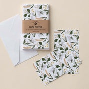Wildflowers Mini Note Cards set with white envelope and wrap band shown on a neutral background