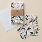 Tea Tin Bouquet Mini Note Cards set with white envelope and wrap band shown on a neutral background