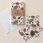 Fall Florals Mini Note Cards set with white envelope and wrap band shown on a neutral background