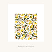 Flat view of the Fall Florals Tea Towel showing the full hand-illustrated floral design and overall design proportions