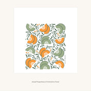 Flat view of the Cantaloupe + Honeydew Tea Towel showing the full hand-illustrated melon pattern and overall design proportions