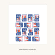 Flat view of the Sardines Tea Towel showing the full hand-illustrated sardine tin design and overall design proportions