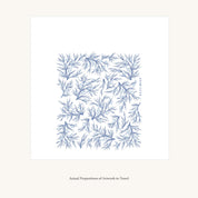 Flat view of the Winter Branch Tea Towel showing the full hand-illustrated winter branch design and overall design proportions