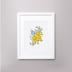 Giclee archival 8” by 10” art print with an illustration of marigolds.