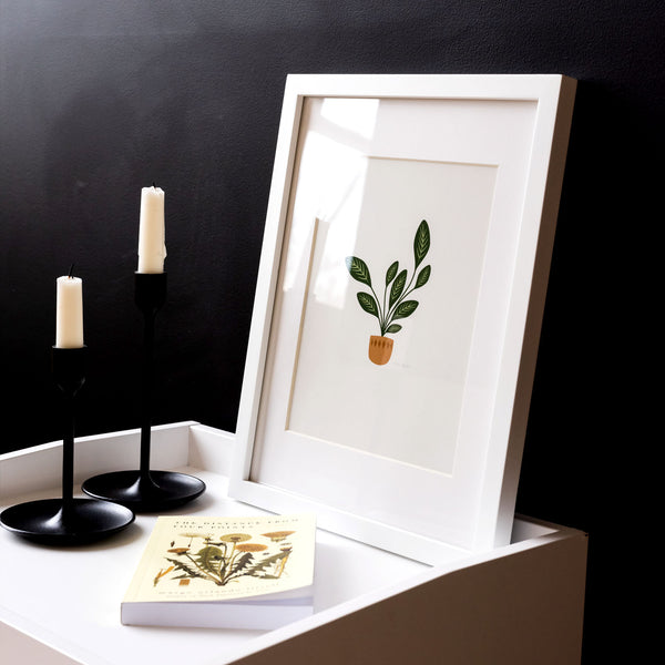 Giclee archival 8” by 10” art print with an illustration of a calatheas plant.