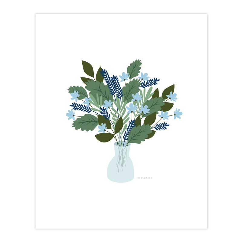 SALE / Blue Bouquet Vase Art Print