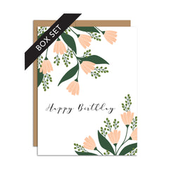 BOX SET OF 8 - "Happy Birthday" Tea Tin Bouquet Greeting Cards