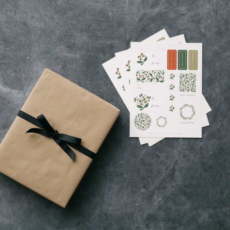 Winterberry / Gift Wrap Set of 3 Sticker Sheets