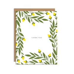 "Thank You" with Lemon Blooms Greeting Card