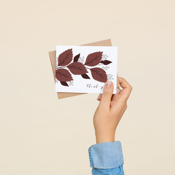 BOX SET OF 8 - "Thank You" Fall Branch Greeting Cards