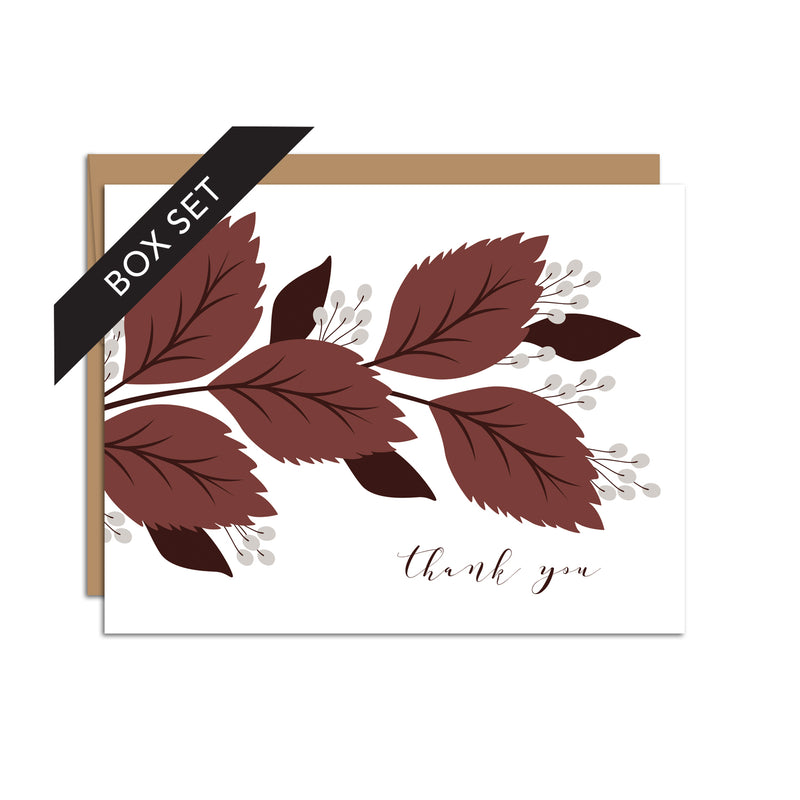 BOX SET OF 8 - "Thank You" Fall Branch Greeting Cards