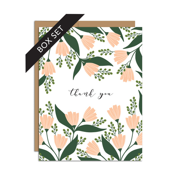 BOX SET OF 8 - "Thank You" Tea Tin Bouquet Greeting Cards