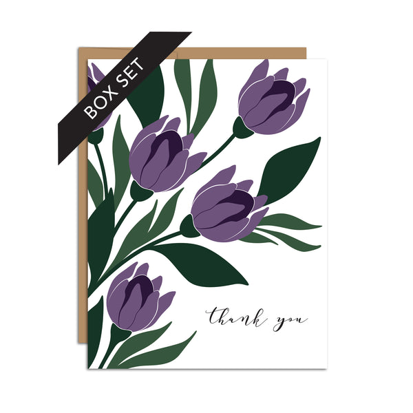 BOX SET OF 8 - "Thank You" Tulips Greeting Cards
