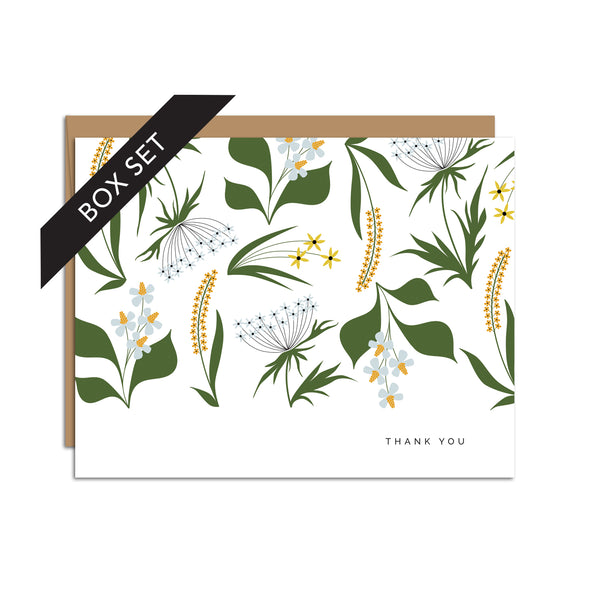 BOX SET OF 8 - "Thank You" Wildflowers Greeting Cards